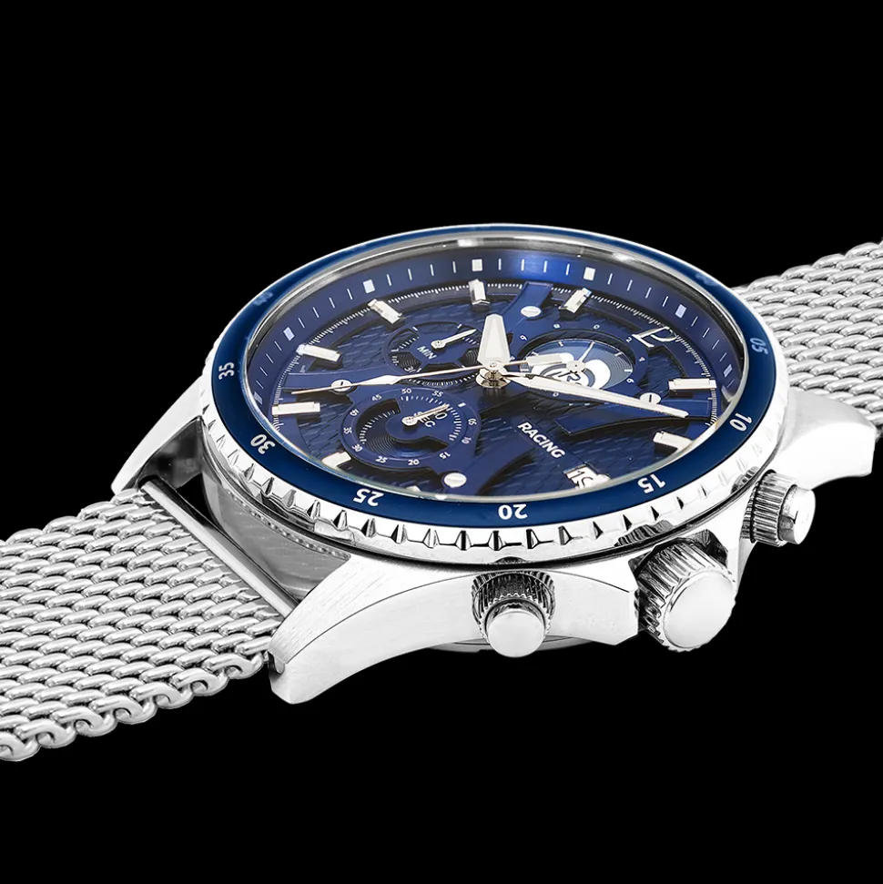 Montre Homme RCS Cadran Bleu Bracelet Acier milanais Argenté