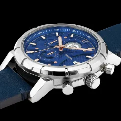 Montre Homme RCS Cadran Bleu Bracelet Cuir Bleu