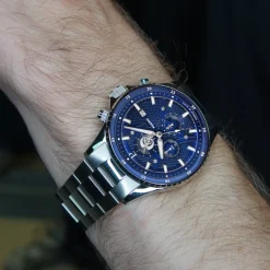 Montre Homme RCS Cadran Bleu Bracelet Acier  Argenté