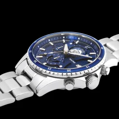 Montre Homme RCS Cadran Bleu Bracelet Acier  Argenté