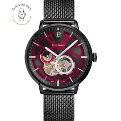 Montre Homme TRIO Noir Cadran Gris Bracelet Acier milanais Noir 20 MM
