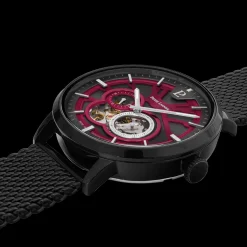 Montre Homme TRIO Noir Cadran Gris Bracelet Acier milanais Noir 20 MM